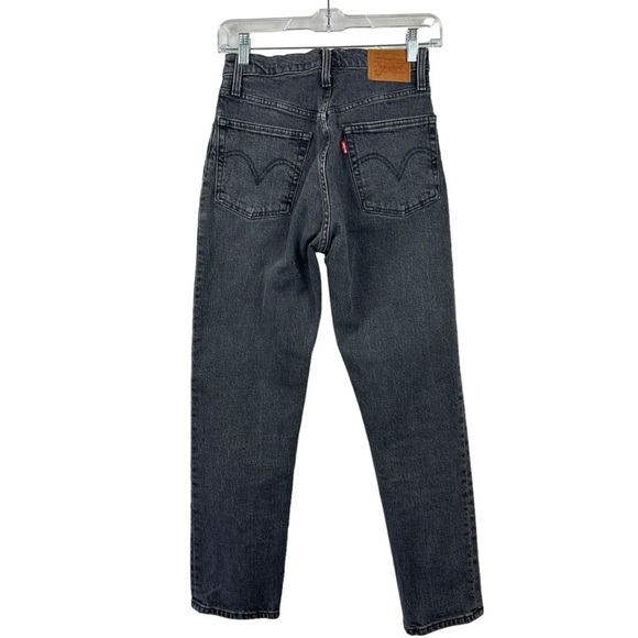 LEVI’S Washed Black 501’s Button Fly Straight Leg Jeans 36200-0014 Crop W24 L26 - Picture 6 of 15